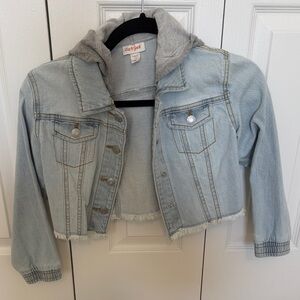 Cat & Jack Light Blue Jean Jacket with Gray Hood